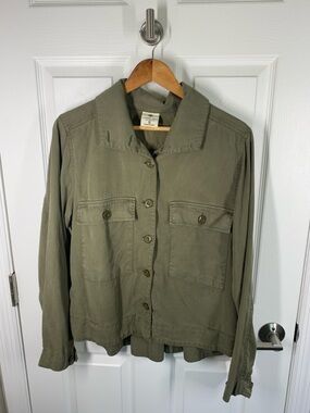 Laurie Felt olive green button front jacket size small